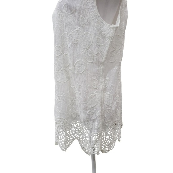 RD & Koko Embroidered Coastal Boho Lightweight Tank Top Size Large White - Picture 5 of 14